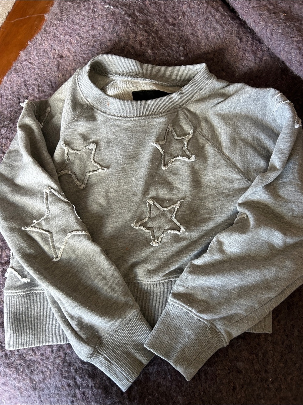 Katie J NYC Gray Star Appliqué Kids Sweatshirt